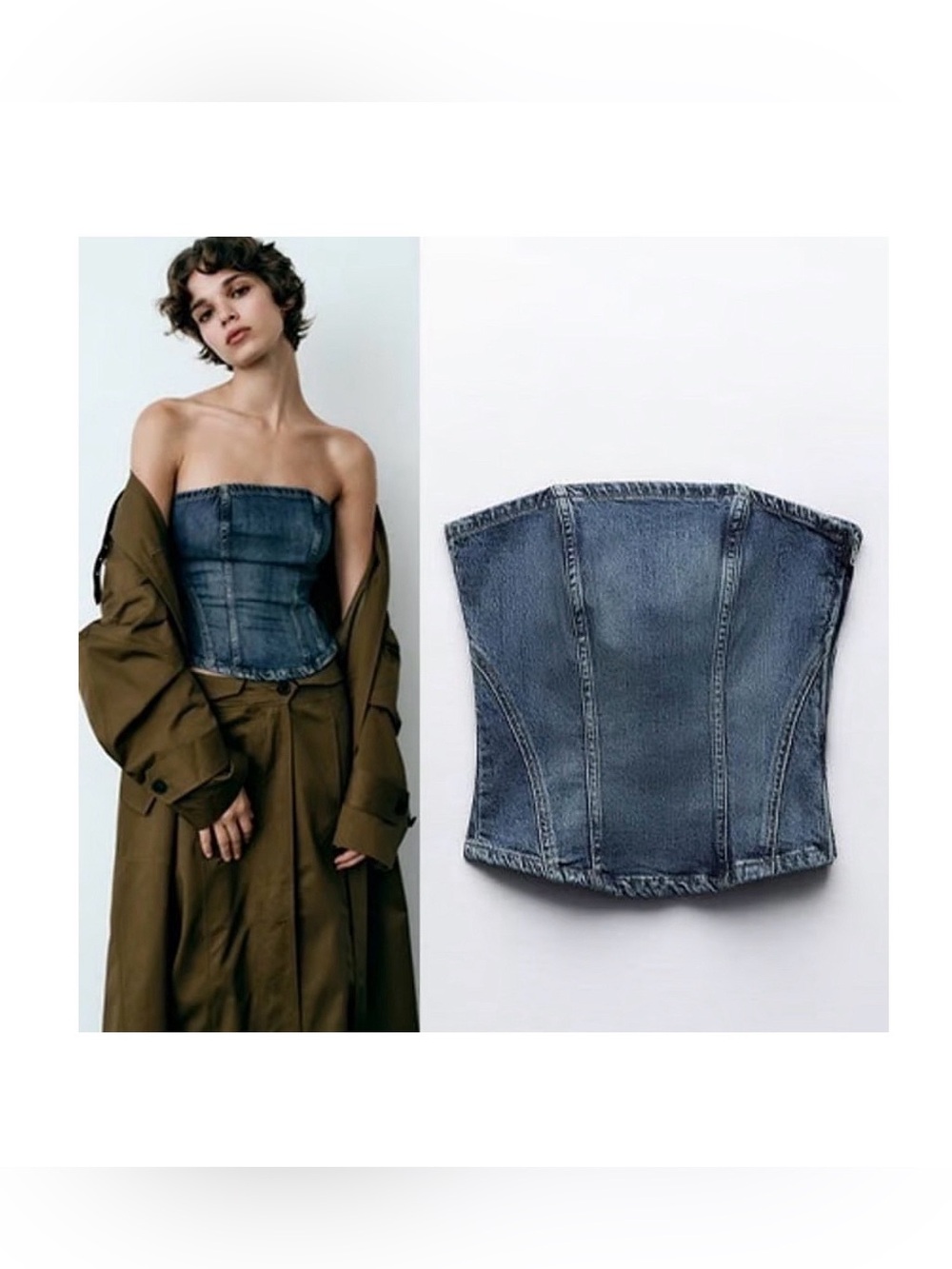Zara Corset Style Denim  Top
